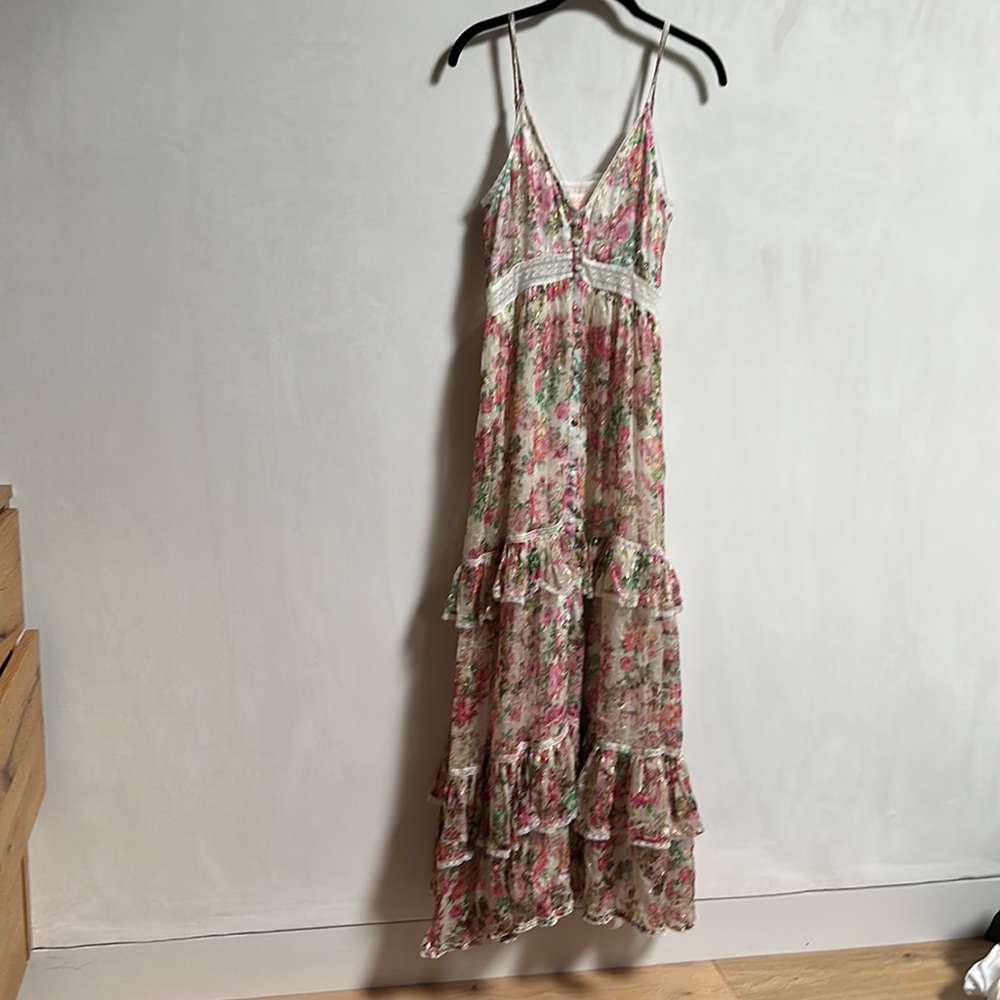 Rococo Sands, long floral dress, size small